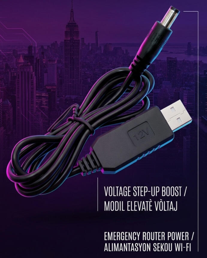 USB to 12V WiFi Router Power Booster Cable – Emergency Blackout Internet Kit